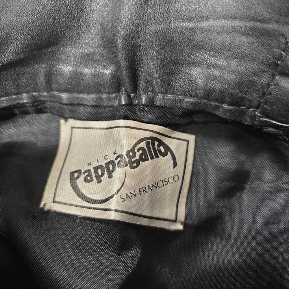 Vintage Nick‎ Pappagallo San Francisco Black Leather Side Button Pencil Skirt